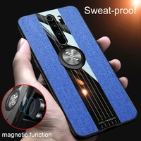 luxury stitching cloth phone case for xiaomi mi redmi note 9 8 7 5 se pro lite ultra thin magnetic bracket fabric silicone cover