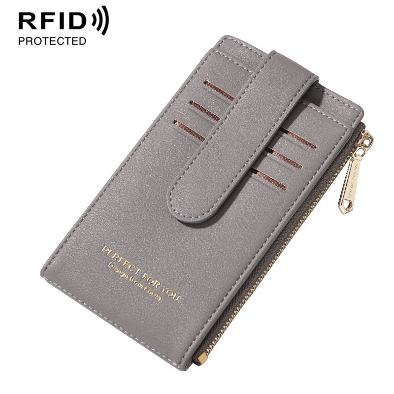 Многофункциональные женские кошельки противоугонные RFID портмоне ID держатель плотная большой вместимости цвет длинный кошелек с молнией женский клатч - Цвет: Серый