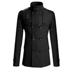Тренчкот, Мужская зимняя Черная куртка, мужское шерстяное пальто, повседневные облегающие мужские длинные пальто, пальто для мужчин