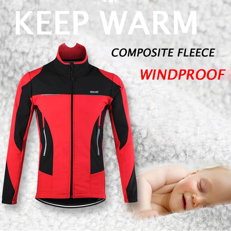 ARSUXEO зимняя велосипедная куртка с воротником стойкой флисовая водонепроницаемая