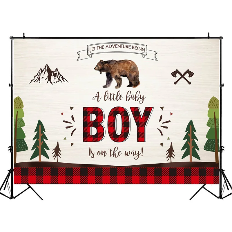 Mocsicka Lumberjack детский душ фон мальчик на дороге красная черная клетка буйвола