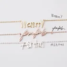 Ожерелье с именем на заказ, персонализированное ожерелье с рукописным письмом, подвеска с подвеской, чокер, ожерелье, ювелирные изделия для женщин