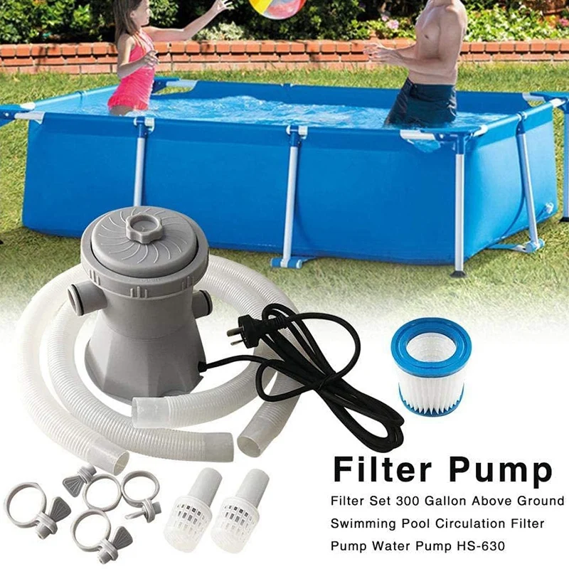 

Swimming Pool Filter Pump Set 300 Gallon Electric for Swimming Pool Hot Tub Circulation Filter Water Pump UK plug