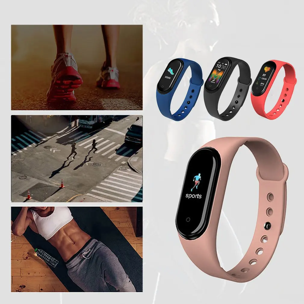 M5 цветной экран с пульсометром музыкой шагомером умным браслетом гравитационным