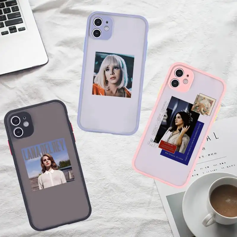 

Lana Del Rey sexy Phone Case For iPhone 12 11 Mini Pro XR XS Max 7 8 Plus X Matte transparent Gray Back Cover