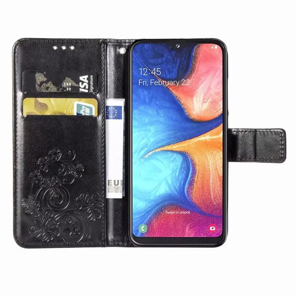 Кожаный флип чехол для Samsung Note 10pro A20E Core A10E Feel 2 A8S S10 A60 четырехлистный клевер цветок