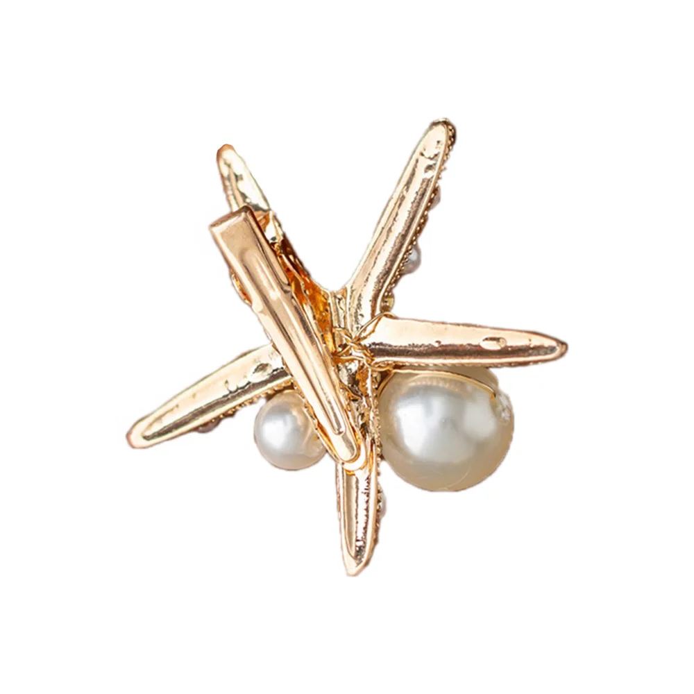 Модная заколка для волос с кристаллами жемчужинами и морскими звездами заколки