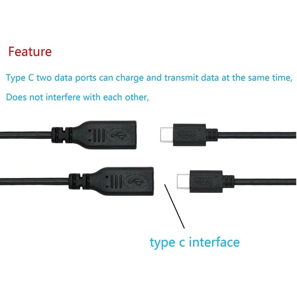 Многофункциональный штекер USB 2 в 1 Type 3 C на гнездо x USB-C адаптер для зарядки и