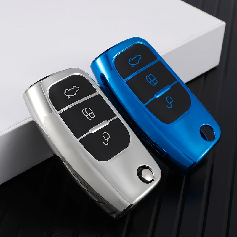 

For Ford Focus 2 MK2 Fiesta Mondeo Galaxy Falcon Territory Ecosport Car TPU Folding Key Cover Bag Shell Case Keychain Protector