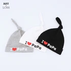 Осенне-весенняя детская шапка, детская вязаная шапка из шапочка для новорожденного хлопка с принтом Я люблю папу, маму, шапки для мальчиков и девочек