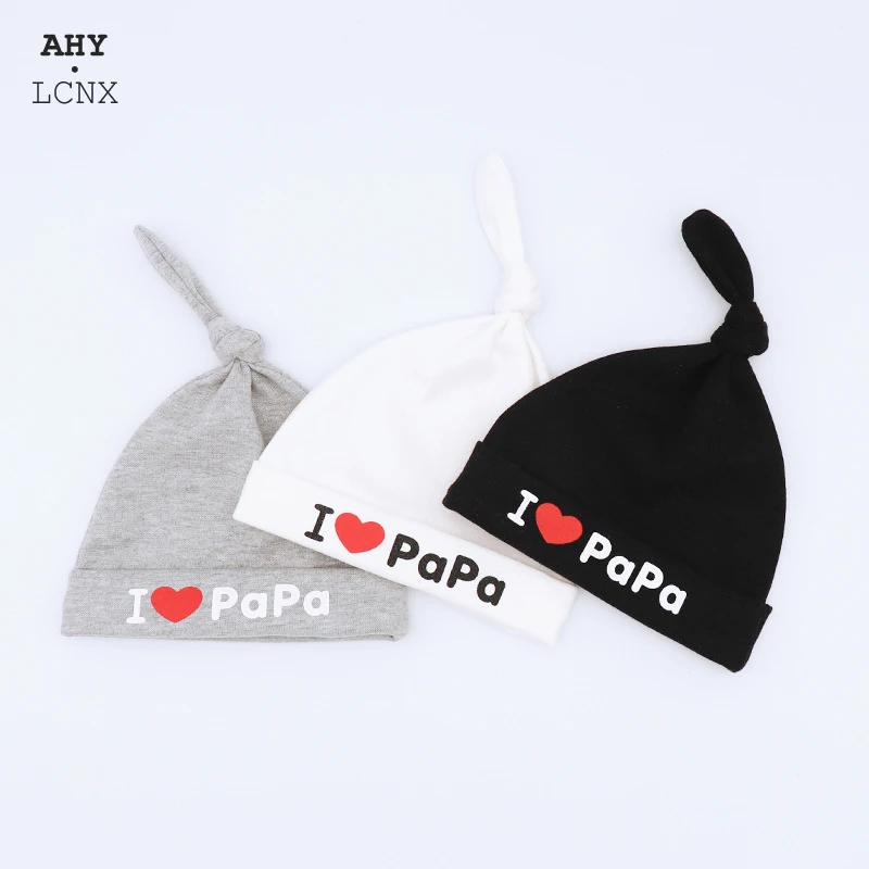 Для малышей Сезон весна осень Шапка с надписью I Love Papa или Mama Детская футболка