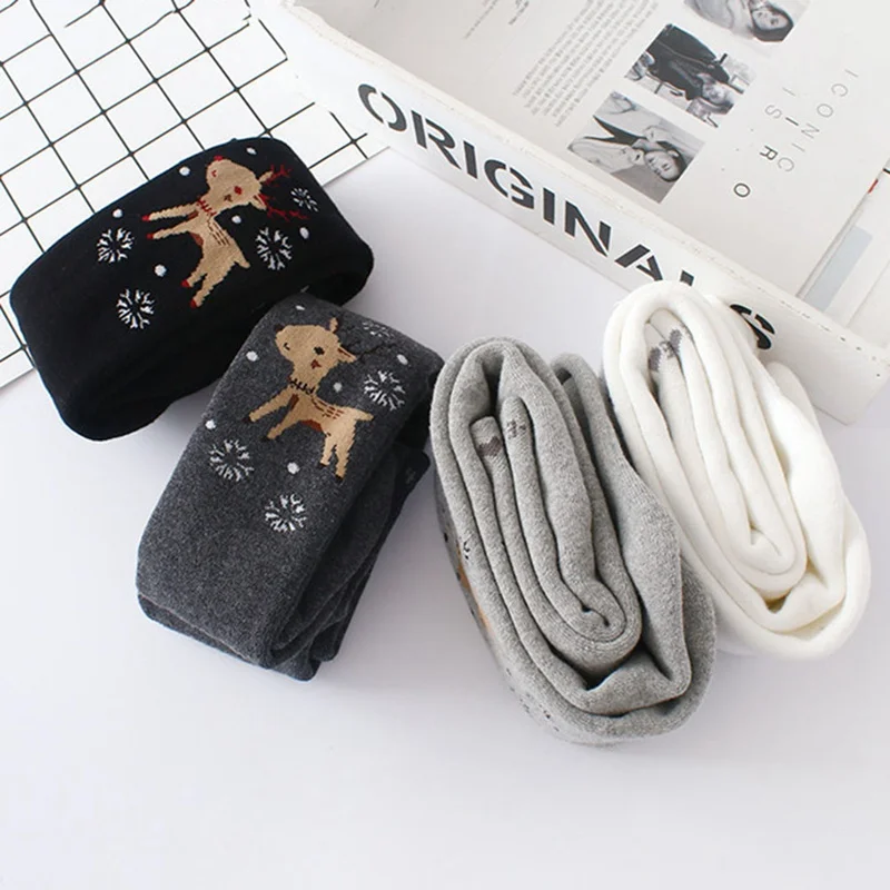 Милые колготки для маленьких девочек с рисунком оленя хлопковые эластичные