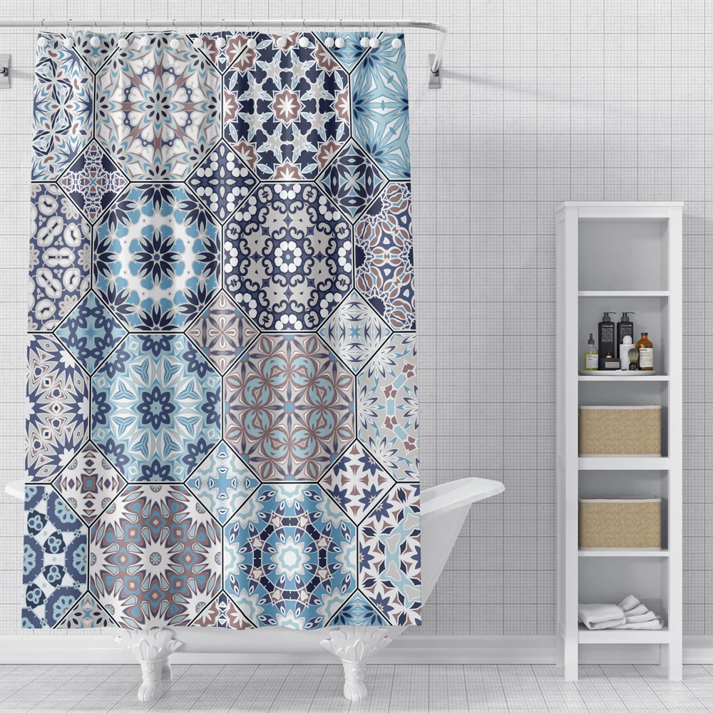 bohemian shower curtain mandala printed fabric bathtub screen waterproof polyester decor bathroom curtain with hooks 180x180cm free global shipping