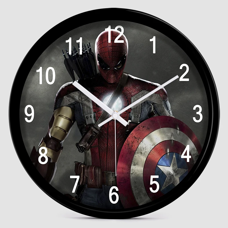 12 inches Silent Cartoon Super Hero Avenger Wall Hanging Clock Colorful Modern Room Bedroom Home Decorative 1