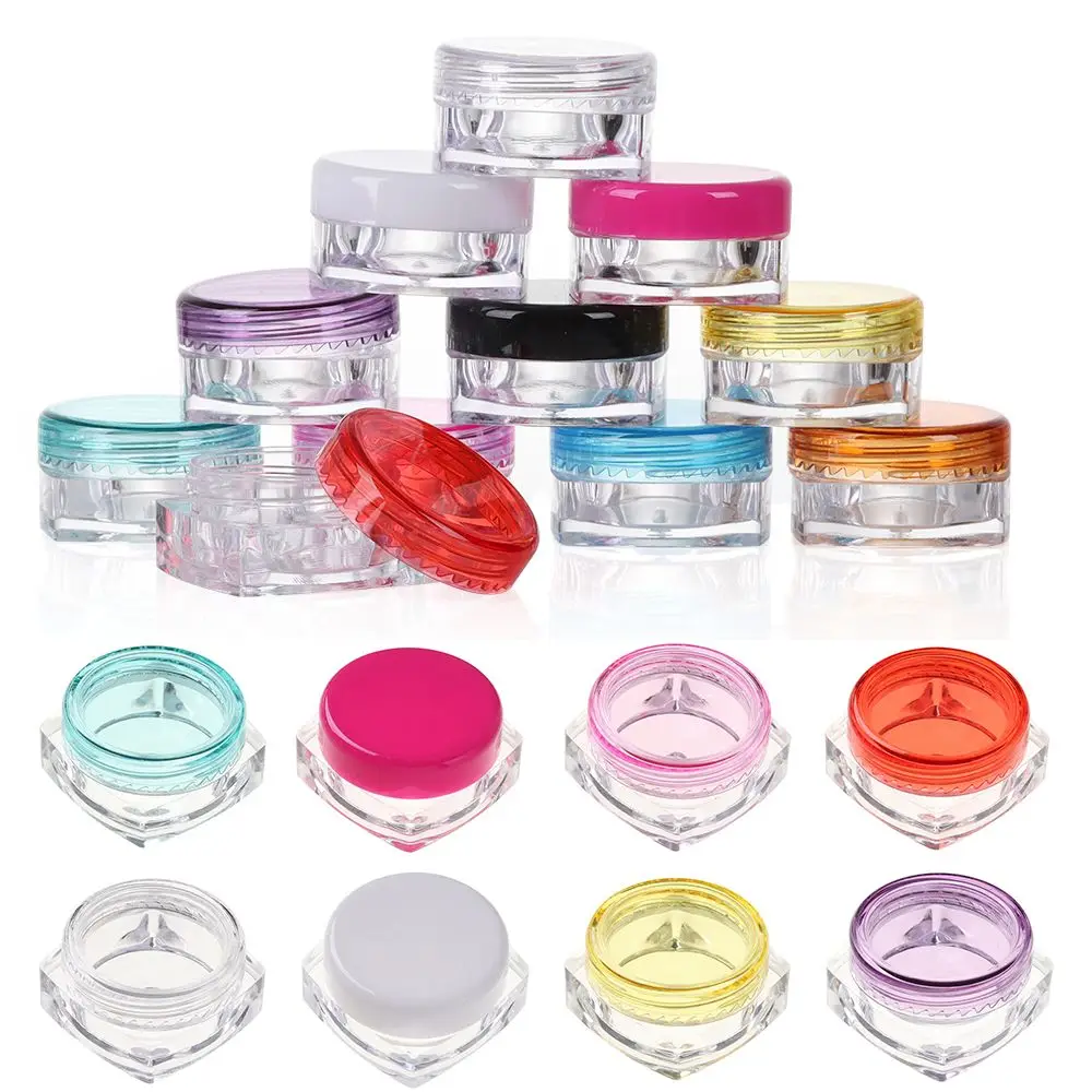 

5 Pcs transparent small square bottle 3/5g Cosmetic Empty Jar Pot Eyeshadow Lip Balm Face Cream Sample Container