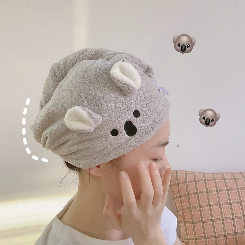 

1Pcs Women Towel Quick Hair Drying Towel Cartoon Head Wrap Dry Towel Ear Shower Cap Dry Hair Cap Bathroom 100% Cotton