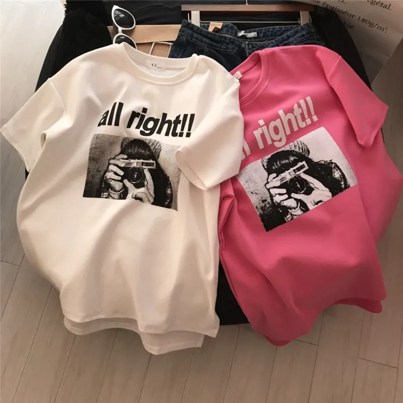 Корейская Модная стильная одежда женская футболка с коротким рукавом хлопковая