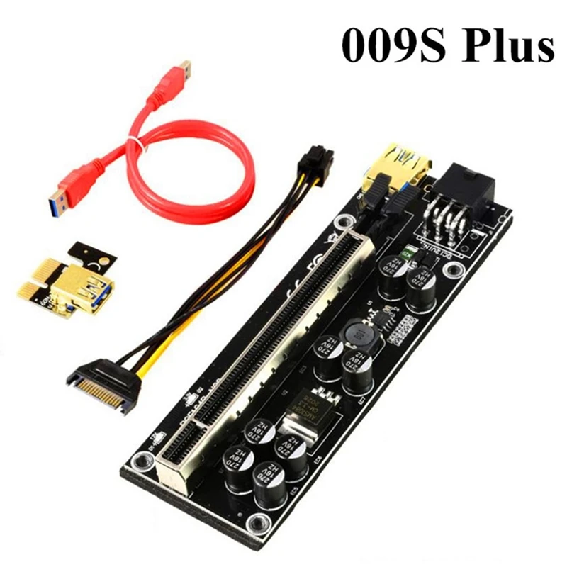 

009S Plus Riser Card VER009S PCIE PCI-E PCI Express X16 GPU 6in Adapter Card 1X 16X Extender USB 3.0 Cable