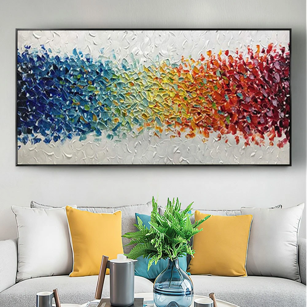 

Hand Painted Oil Painting Modern Abstract Oil Painting Reprodcution Knife Flowers Heart Picture Home living room Decor wall art