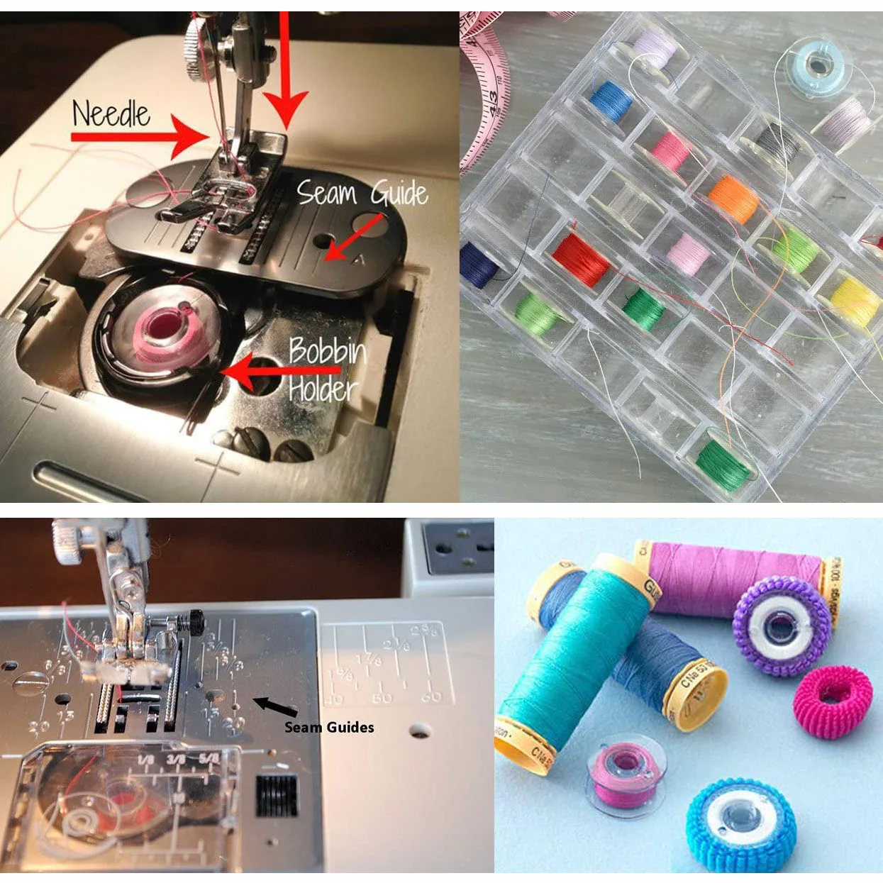 

Multicolor Thread Spools Sewing Machine Bobbins Plastic Bobbins with Thread for Sewing Machines Quilting Sewing Accessories