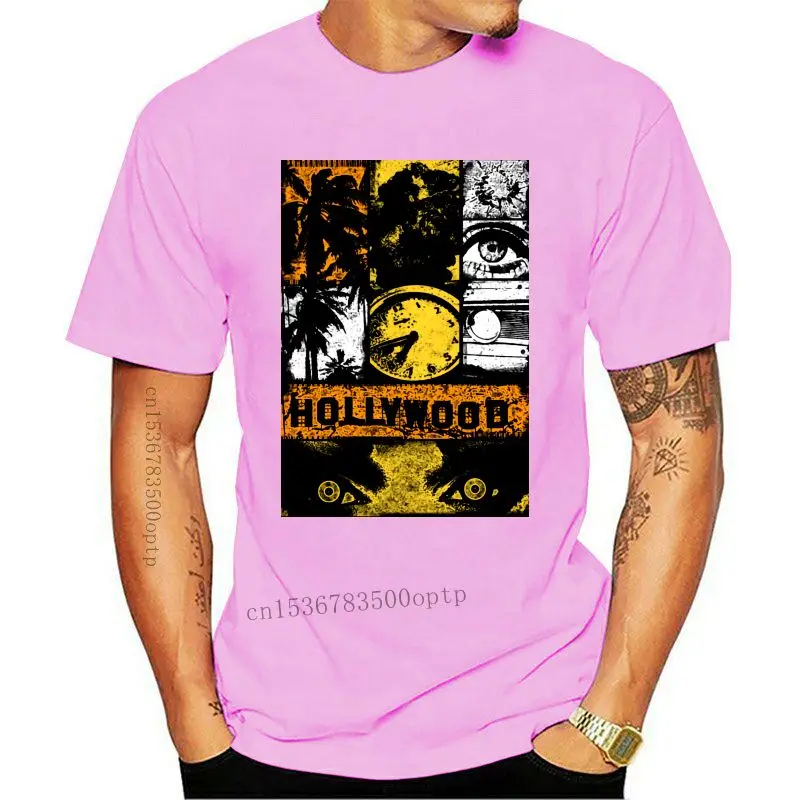 

New Hollywood T-shirt Vintage Design T Shirts for Men Pure Cotton Holiday Black TShirt Casual Tee-Shirt Short Sleeve Cute Crewne