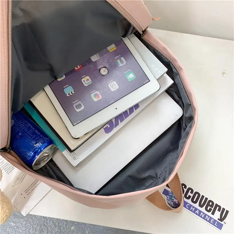 

2021 Cartoon printing Waterproof nylon Women Backpack Female multi-pocket Insert buckle Student schoolbag Lovely travel bag