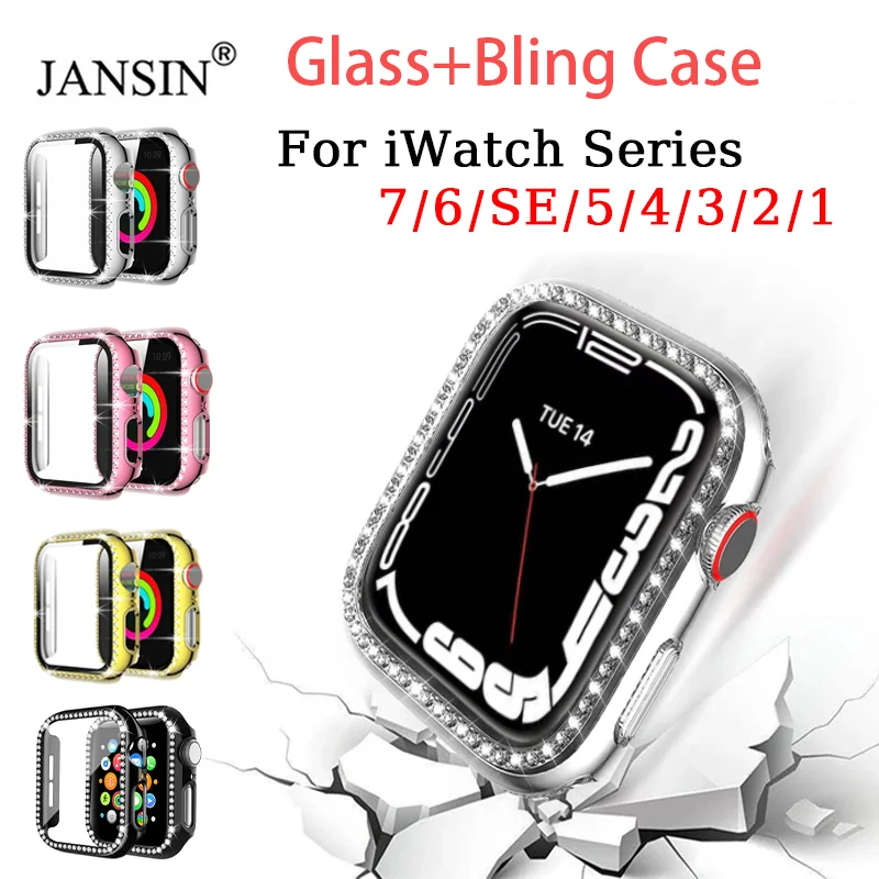 

Алмазный защитный чехол для Apple Watch 3 2 1 42 мм 38 мм, полноразмерный бампер для Apple Watch SE 6 5 4 40 мм 44 мм, защитная пленка