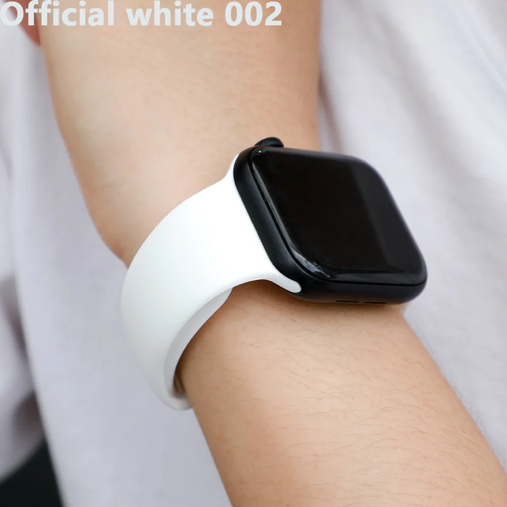 Ремешок для apple watch, ремешок для apple watch 5, 4, 3, iwatch, ремешок 42 мм, 44 мм, 38 мм, 40 мм, браслет Correa, силиконовый ремешок для часов, ремень, аксессуары - Цвет ремешка: Official white 002