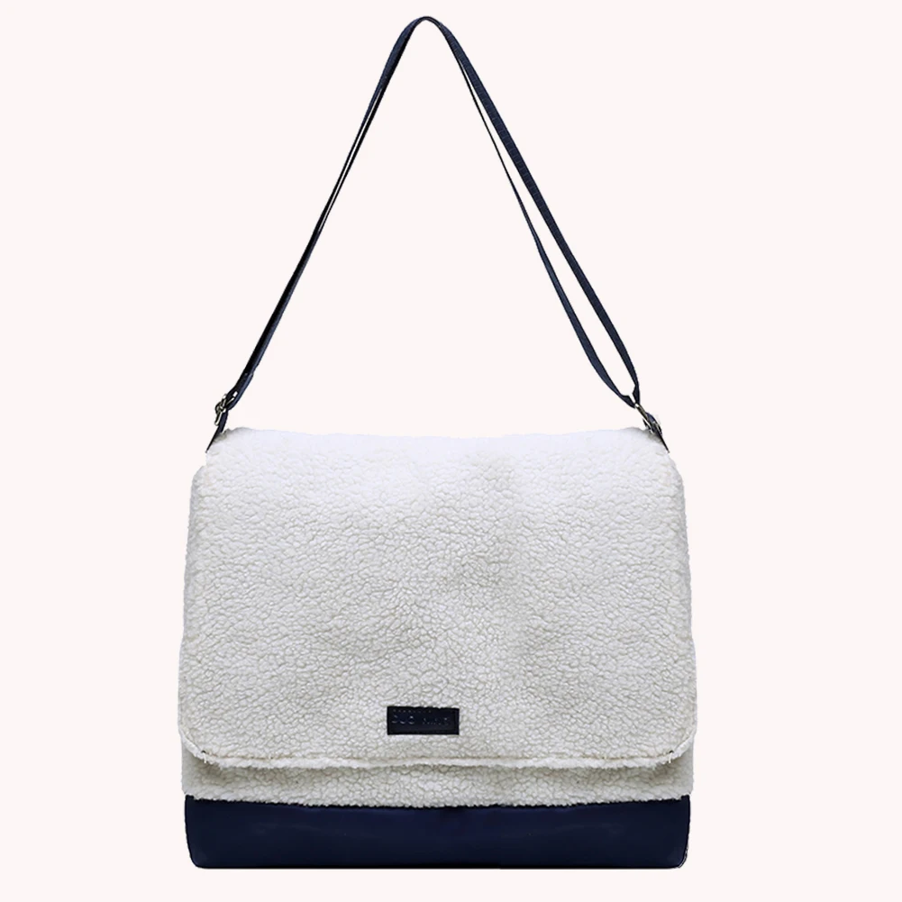 

Plush Material Messenger Bag Original Design Tote Female Student Hit Color Shoulder Pouch Simple Shopping Handbag