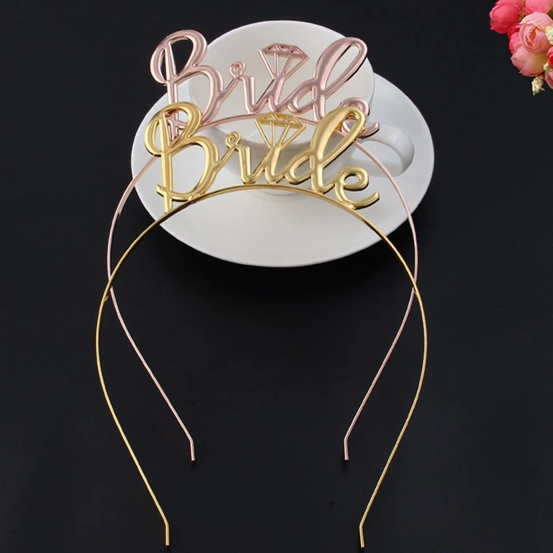 Bride Crown Hairband Girl Wedding Hair Accessories Rose Gold Silver Children Party Hoop Handmade Alloy Hairbands Marry Gift | Детская