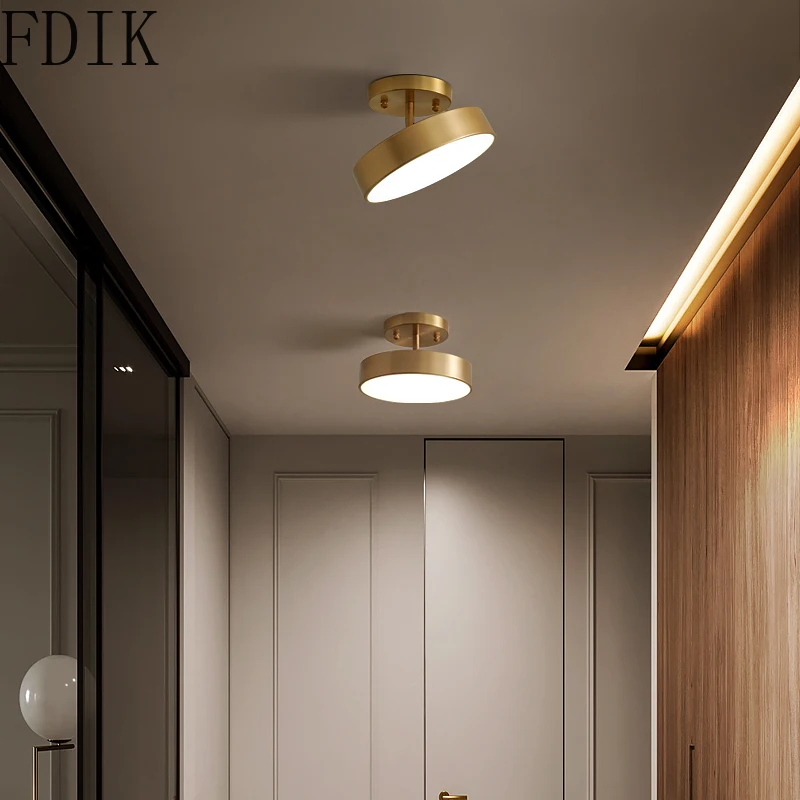 Современный роскошный потолочный светильник медный светодиодный плафон для