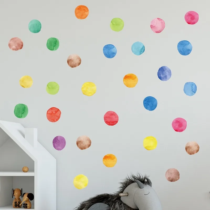 

Creative Multicolour Round Dots Wall Stickers for Kids Rooms Decoration Bedroom Living Room Wall Decals Art Home Decor Wallpaper