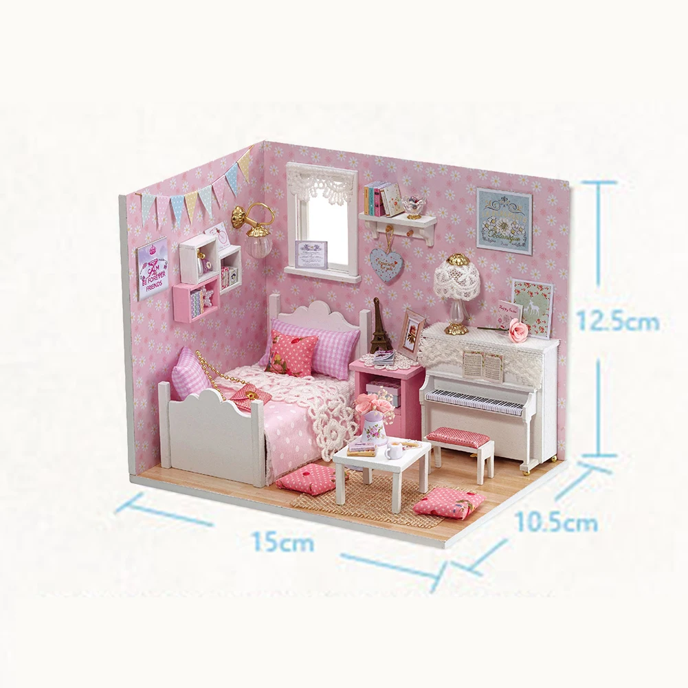 

DIY Hut Dollhouse Girl Toys Kit Princess Doll House Handmade Manual Assembling Model Furniture 3D Wooden Miniature Dollhouse Toy