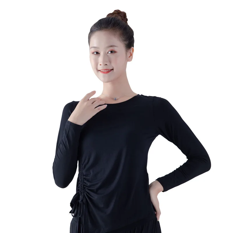 Женский модал Топ для латиноамериканских танцев свободная рубашка с длинными