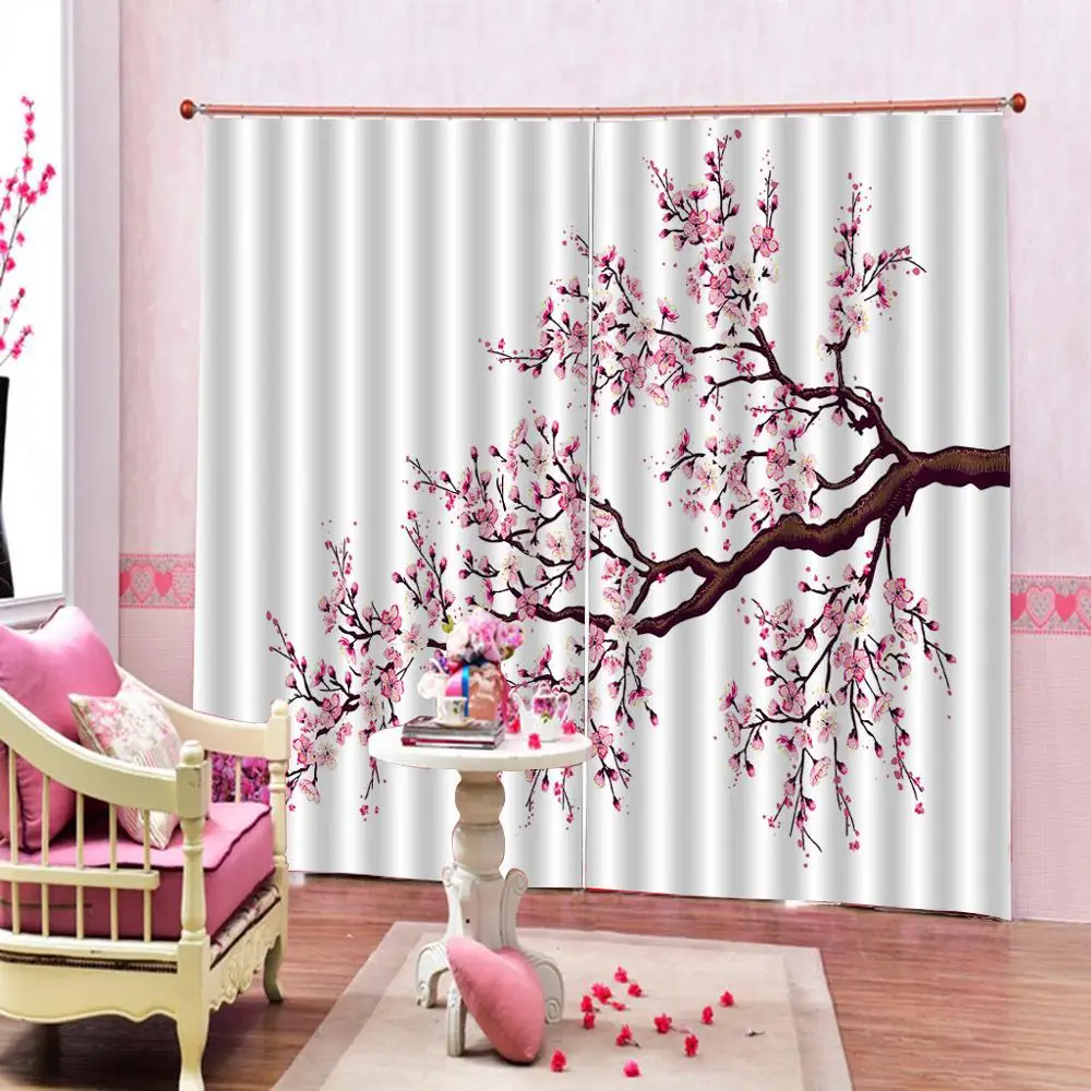 

Plum Blossom Modern Window Curtains Print For Living room bedroom indoor Blackout Drapes Custom any size