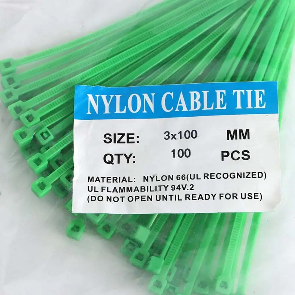 Self-Locking Plastic Nylon Wire Cable Zip Ties 100pcs Green Fasten Loop Various Specifications | Дом и сад