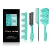 4pcs detangling hair hrush hair comb set massage detangler hairbrush for curly hair barber accessories hair care styling tools