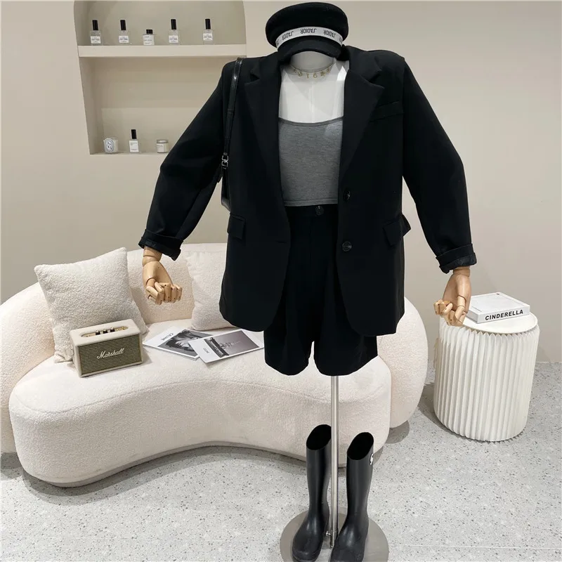 

Two Piece Set Women's Spring Summer 2021 Niche Design Fashion Suit Coat + High Waist Shorts