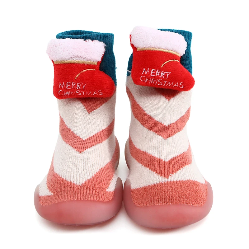 

Christmas Sock Shoes Knit Booties Soft Rubber Sole Anti-slip Unisex Baby Shoes Baby Walkers Toddler First Walker Baby Girl Kids