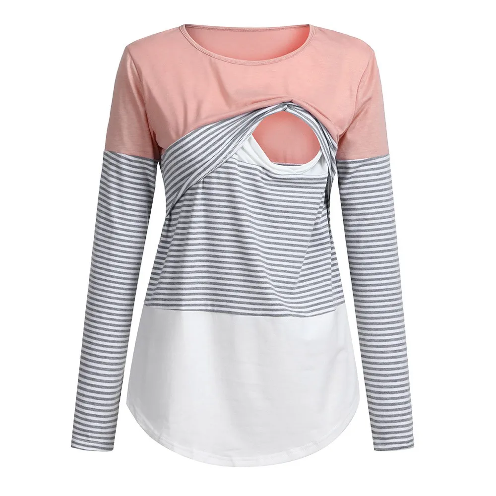 Женская блузка; Пижама для беременных; полосатая блузка с длинными рукавами для беременных; Повседневная футболка для мам; блузка; C850