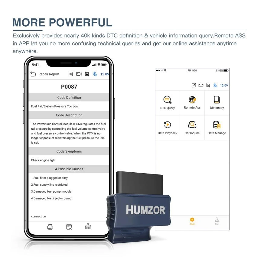HUMZOR NexzScan OBD2 сканер автомобильный считыватель кодов Bluetooth 4,2 диагностический инструмент для iPhone, iPad и Android PK Bluedriver OBDLink
