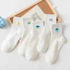 Мультяшные белые радужные Хлопковые женские носки kawaii calcetines mujer harajuku meias милые корейские стильные японские модные забавные