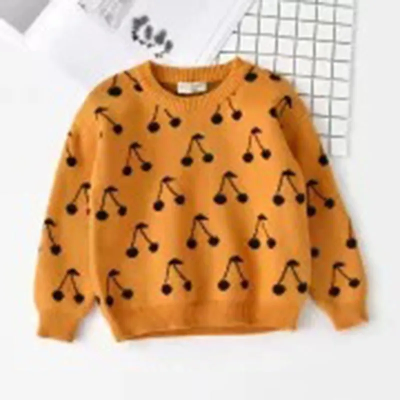 

Вязаный свитер с длинным рукавом, с принтом вишни