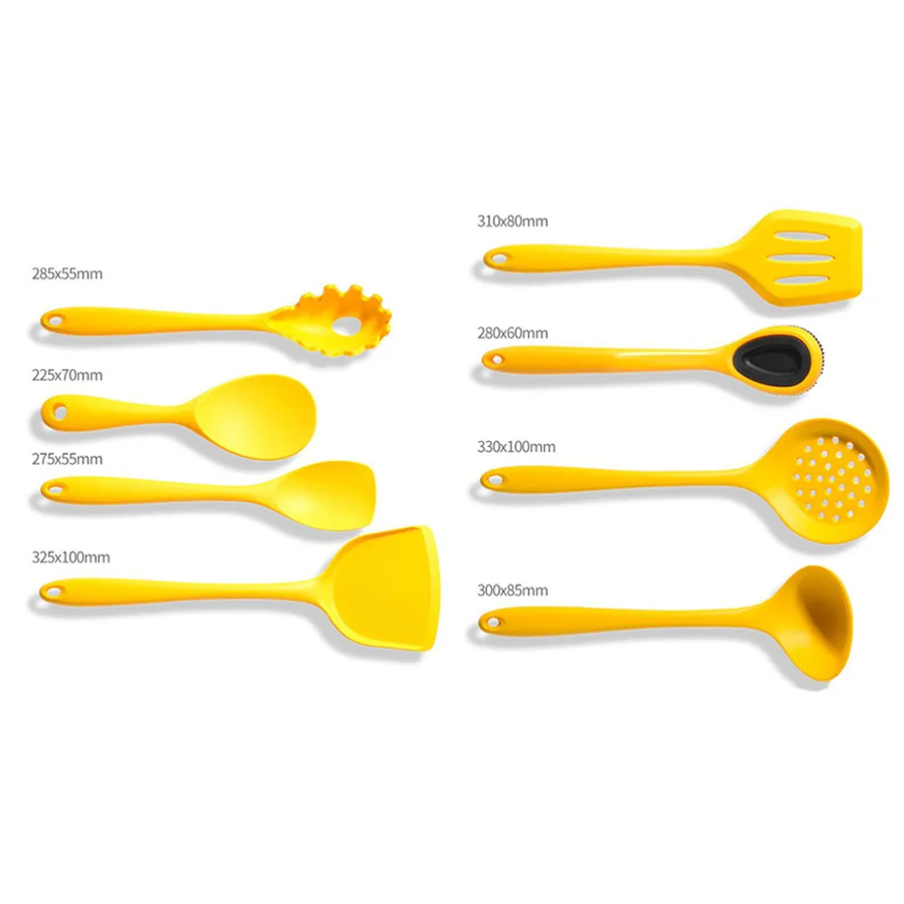 

1 Set Silicone Kitchenware Set Non-Stick Kitchen Cooking Utensils (Yellow)