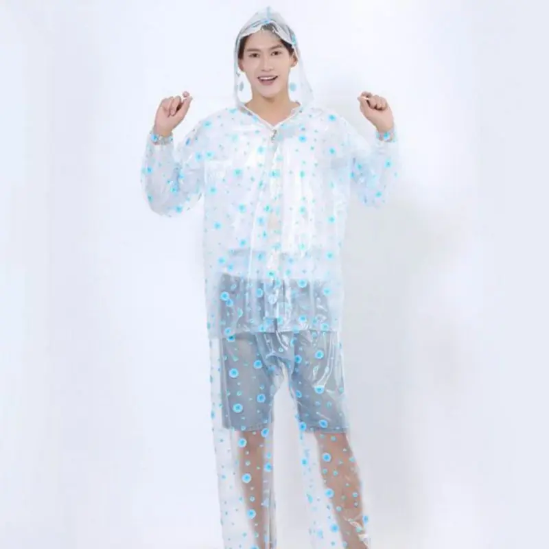 Плащ из материала EVA для взрослых Разделение прозрачный в горошек дождевик с