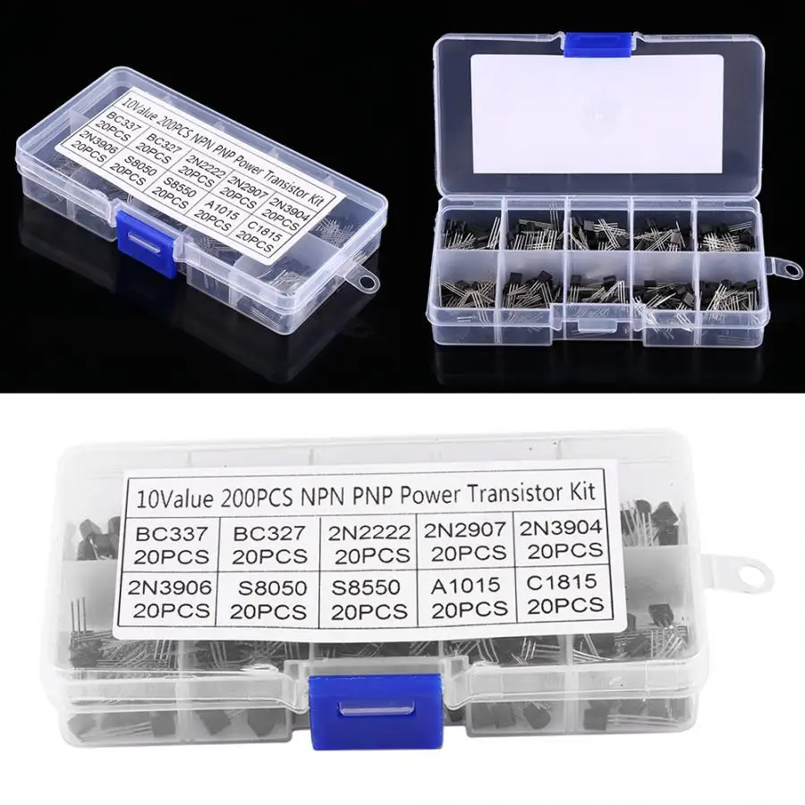 200 шт./компл. 10 значений Silicon NPN PNP транзисторный Набор Box BC337 BC547 детали