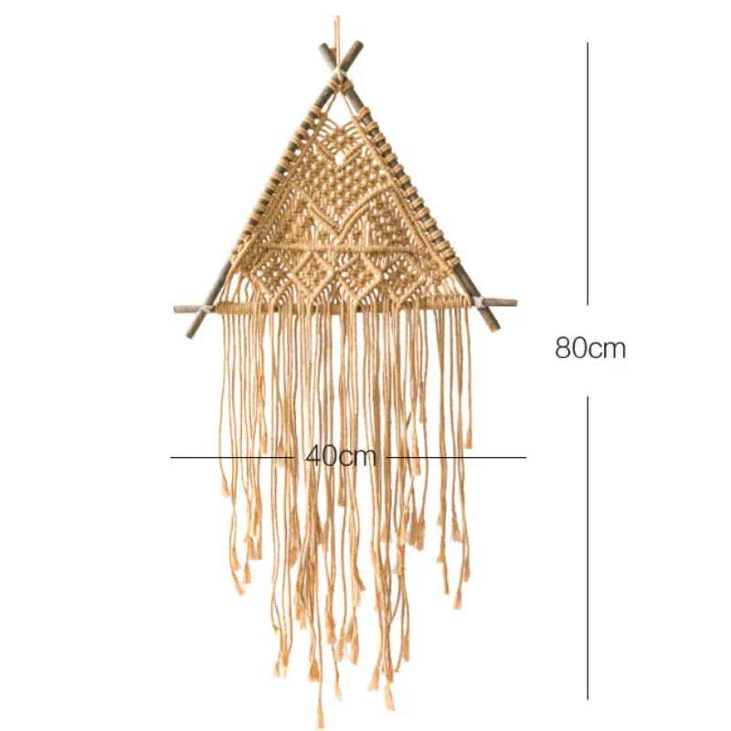 Настенный подвесной гобелен в скандинавском стиле ветки плетеный стол изголовье