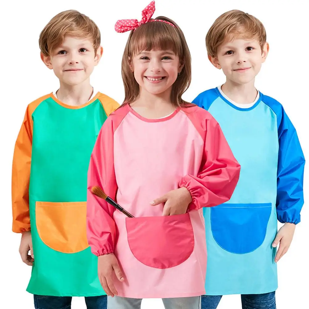 

Multifunctional Practical Convenient Comfortable Waterproof Kids Painting Feeding Clothes Smock Saliva Burp Apron