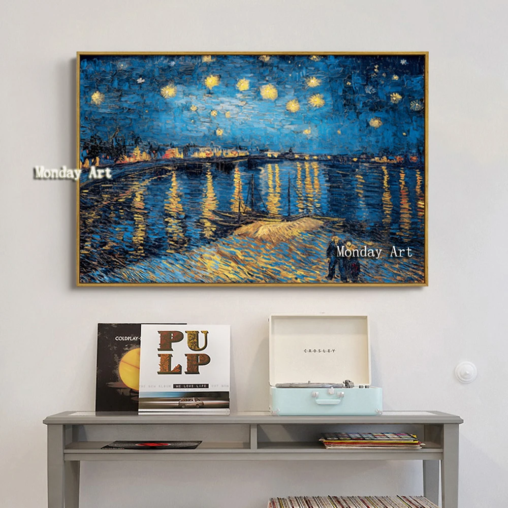 100% ручная роспись Звездная ночь Pictur Vincent Van Gogh известный художественный плакат