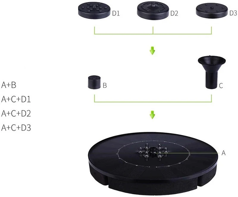 

Solar Round Battery Backup Bird Bath Fountain Big Power Pet Cage Pump with LED Lamp Lighting for Garden Swimming Pool Decoration